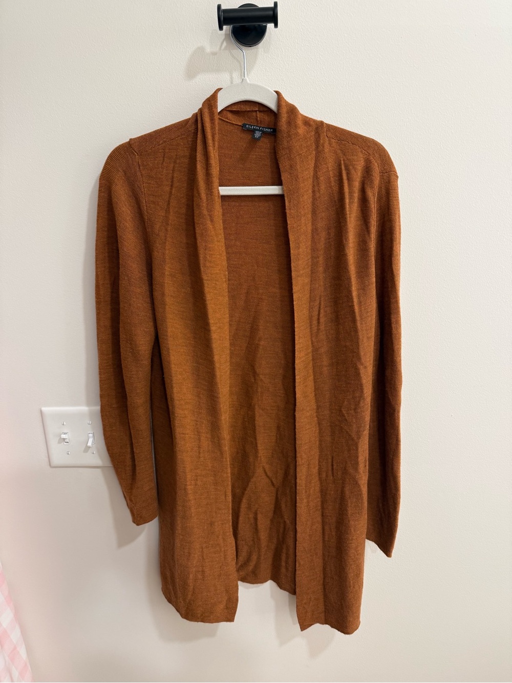 Eileen Fisher Open Front Cardigan in Rust Brown